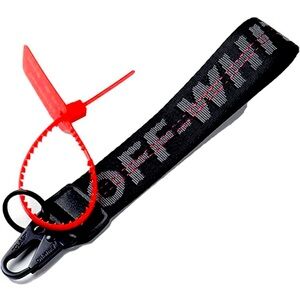 Off Classic White Keychain Wristlet Straps, Lanyard Fashion Keychain Accessorie
